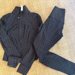 Lululemon Flocked Polka Dot Bundle 6 CROPPED Define Jacket + Align 28 in legging